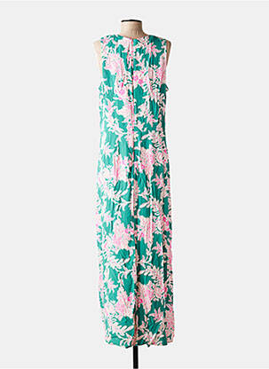 Robe longue imprimé fleurs sans manche vert LA FEE MARABOUTEE femme