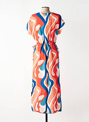 Robe longue tissage popeline manches courtes rouge LA FEE MARABOUTEE femme