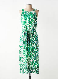 Robe longue tissage popeline sans manche vert SIGNE NATURE femme