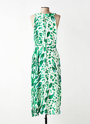 Robe longue tissage popeline sans manche vert SIGNE NATURE femme
