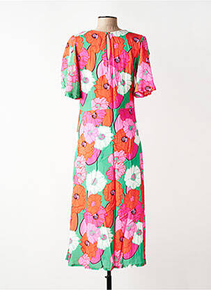 Robe longue tissage popeline manches courtes orange SIGNE NATURE femme