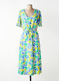 Robe longue tissage popeline manches courtes vert SIGNE NATURE femme