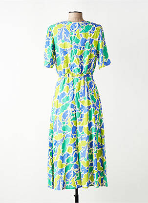 Robe longue tissage popeline manches courtes vert SIGNE NATURE femme
