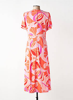 Robe mi-longue imprimé fantaisie manches courtes orange BETTY BARCLAY femme