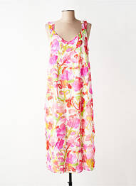 Robe mi-longue imprimé fleurs fines bretelles rose SIGNE NATURE femme