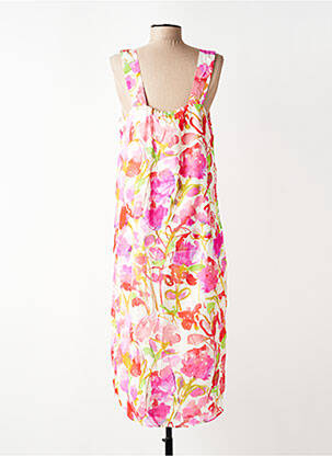 Robe mi-longue imprimé fleurs fines bretelles rose SIGNE NATURE femme