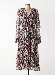 Robe mi-longue tissage crêpe manches longues noir SUD EXPRESS femme