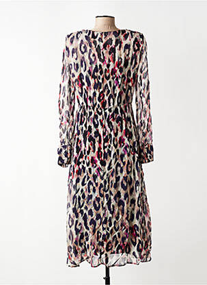 Robe mi-longue tissage crêpe manches longues noir SUD EXPRESS femme
