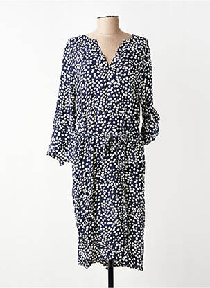 Robe mi-longue coupe fluide manches 3/4 bleu SIGNE NATURE femme