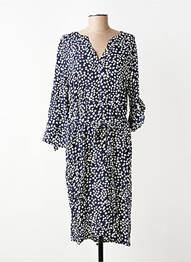 Robe mi-longue coupe fluide manches 3/4 bleu SIGNE NATURE femme