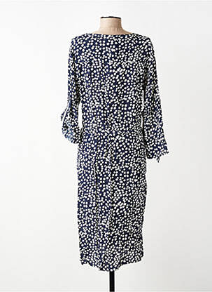 Robe mi-longue coupe fluide manches 3/4 bleu SIGNE NATURE femme