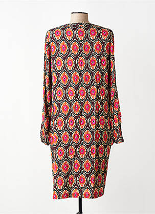 Robe mi-longue imprimé fleurs manches longues rouge SIGNE NATURE femme