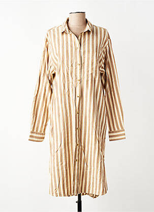 Robe mi-longue manches longues manches longues beige MKT STUDIO femme