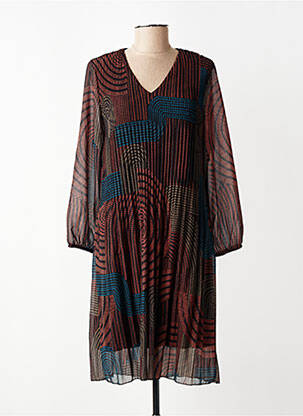 Robe mi-longue coupe fluide manches longues noir SIGNE NATURE femme