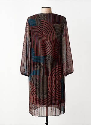 Robe mi-longue coupe fluide manches longues noir SIGNE NATURE femme