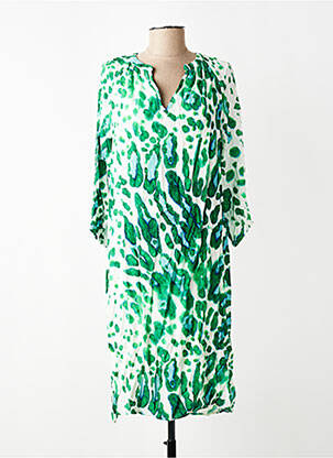 Robe mi-longue manches 3/4 manches 3/4 vert SIGNE NATURE femme