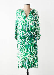 Robe mi-longue manches 3/4 manches 3/4 vert SIGNE NATURE femme