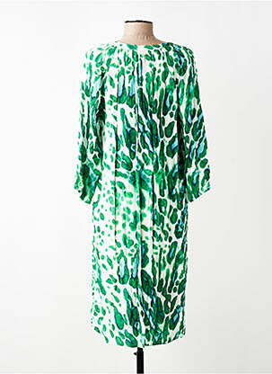 Robe mi-longue manches 3/4 manches 3/4 vert SIGNE NATURE femme