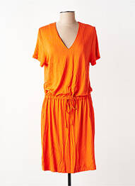 Robe mi-longue manches courtes manches courtes orange LA FEE MARABOUTEE femme