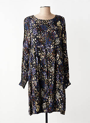 Robe courte coupe fluide manches longues noir LA FEE MARABOUTEE femme
