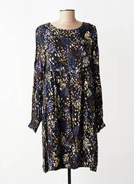 Robe courte coupe fluide manches longues noir LA FEE MARABOUTEE femme