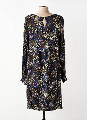 Robe courte coupe fluide manches longues noir LA FEE MARABOUTEE femme
