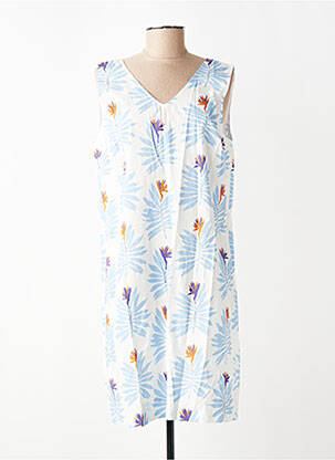 Robe mi-longue imprimé fantaisie sans manche bleu SIGNE NATURE femme