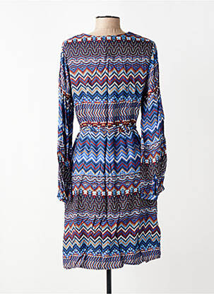 Robe courte manches longues manches longues bleu LA FEE MARABOUTEE femme