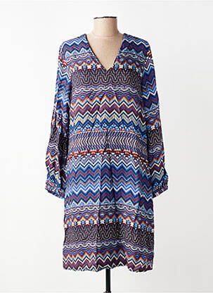 Robe courte manches longues manches longues bleu LA FEE MARABOUTEE femme