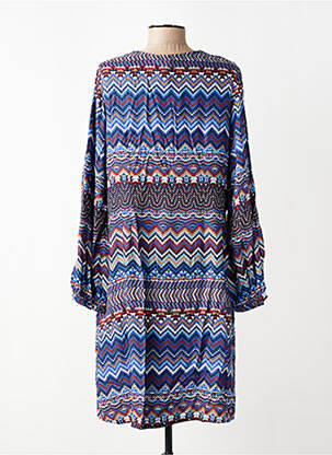 Robe courte manches longues manches longues bleu LA FEE MARABOUTEE femme
