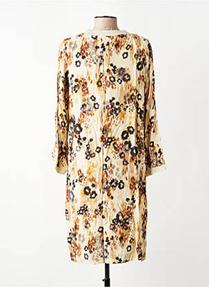 Robe mi-longue coupe fluide manches longues beige SIGNE NATURE femme