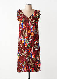 Robe mi-longue manches courtes manches courtes marron LA FEE MARABOUTEE femme