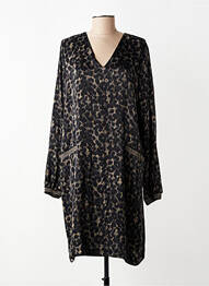 Robe mi-longue coupe fluide manches longues noir SIGNE NATURE femme