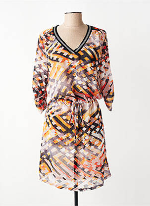 Robe mi-longue coupe fluide manches 3/4 orange CHATTAWAK femme