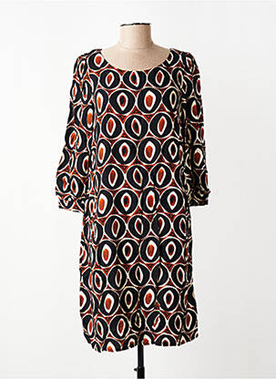 Robe mi-longue coupe fluide manches 3/4 noir SIGNE NATURE femme