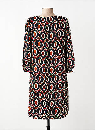 Robe mi-longue coupe fluide manches 3/4 noir SIGNE NATURE femme