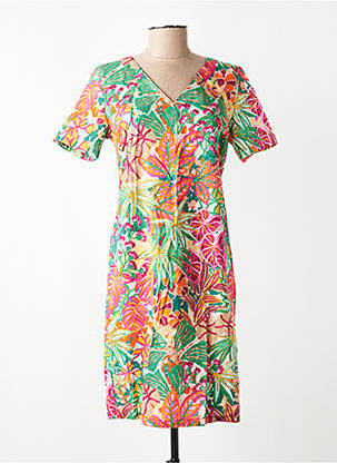 Robe courte fermeture zippée au dos manches courtes vert SIGNE NATURE femme