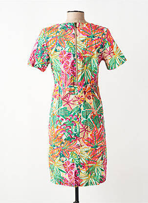 Robe courte fermeture zippée au dos manches courtes vert SIGNE NATURE femme
