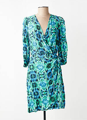 Robe courte manches 3/4 manches 3/4 vert LA FEE MARABOUTEE femme