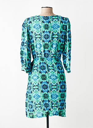 Robe courte manches 3/4 manches 3/4 vert LA FEE MARABOUTEE femme