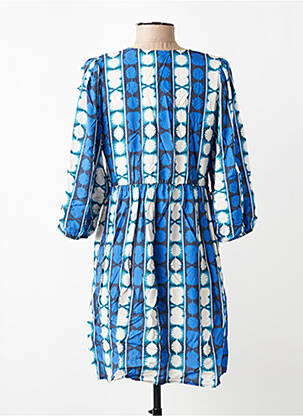 Robe courte manches 3/4 manches 3/4 bleu LA FEE MARABOUTEE femme