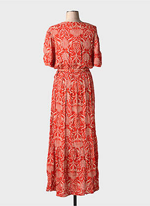 Robe longue imprimé fantaisie manches courtes rouge LA FÉE ATELIER BY LA FÉE MARABOUTÉE femme