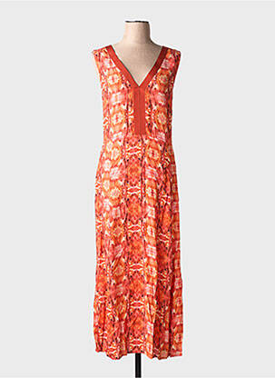 Robe longue imprimé fantaisie sans manche rouge LA FÉE ATELIER BY LA FÉE MARABOUTÉE femme