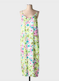 Robe longue tissage popeline sans manche vert SIGNE NATURE femme