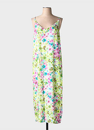 Robe longue tissage popeline sans manche vert SIGNE NATURE femme