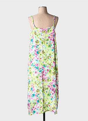 Robe longue tissage popeline sans manche vert SIGNE NATURE femme