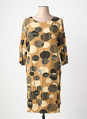 Robe mi-longue manches 3/4 manches 3/4 marron LA FEE MARABOUTEE femme