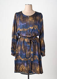 Robe mi-longue imprimé fantaisie manches longues bleu LA FEE MARABOUTEE femme