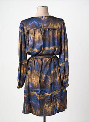 Robe mi-longue imprimé fantaisie manches longues bleu LA FEE MARABOUTEE femme