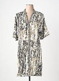 Robe mi-longue imprimé fantaisie manches courtes vert ONE STEP femme